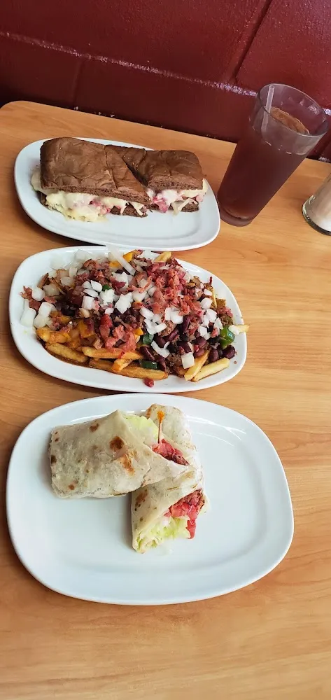 Loaded Fries blt Wrap and a Reuben